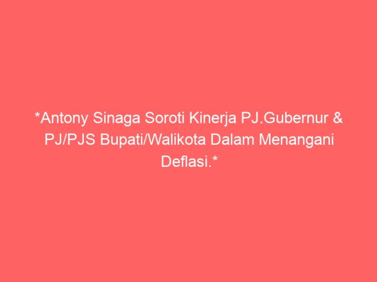 *Antony Sinaga Soroti Kinerja PJ.Gubernur & PJ/PJS Bupati/Walikota Dalam Menangani Deflasi.*