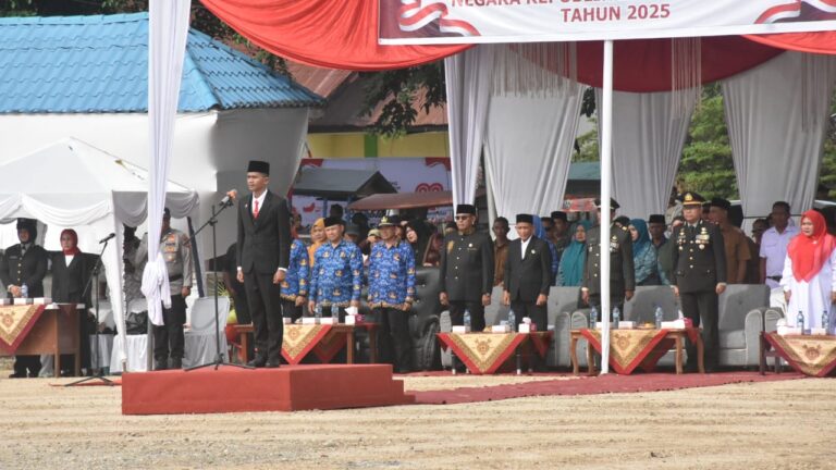 Plh Camat Birem Bayeun Furqan Febriansyah Yang Memimpin Upacara HUT RI ke-80 17 Agustus di Birem Bayeun
