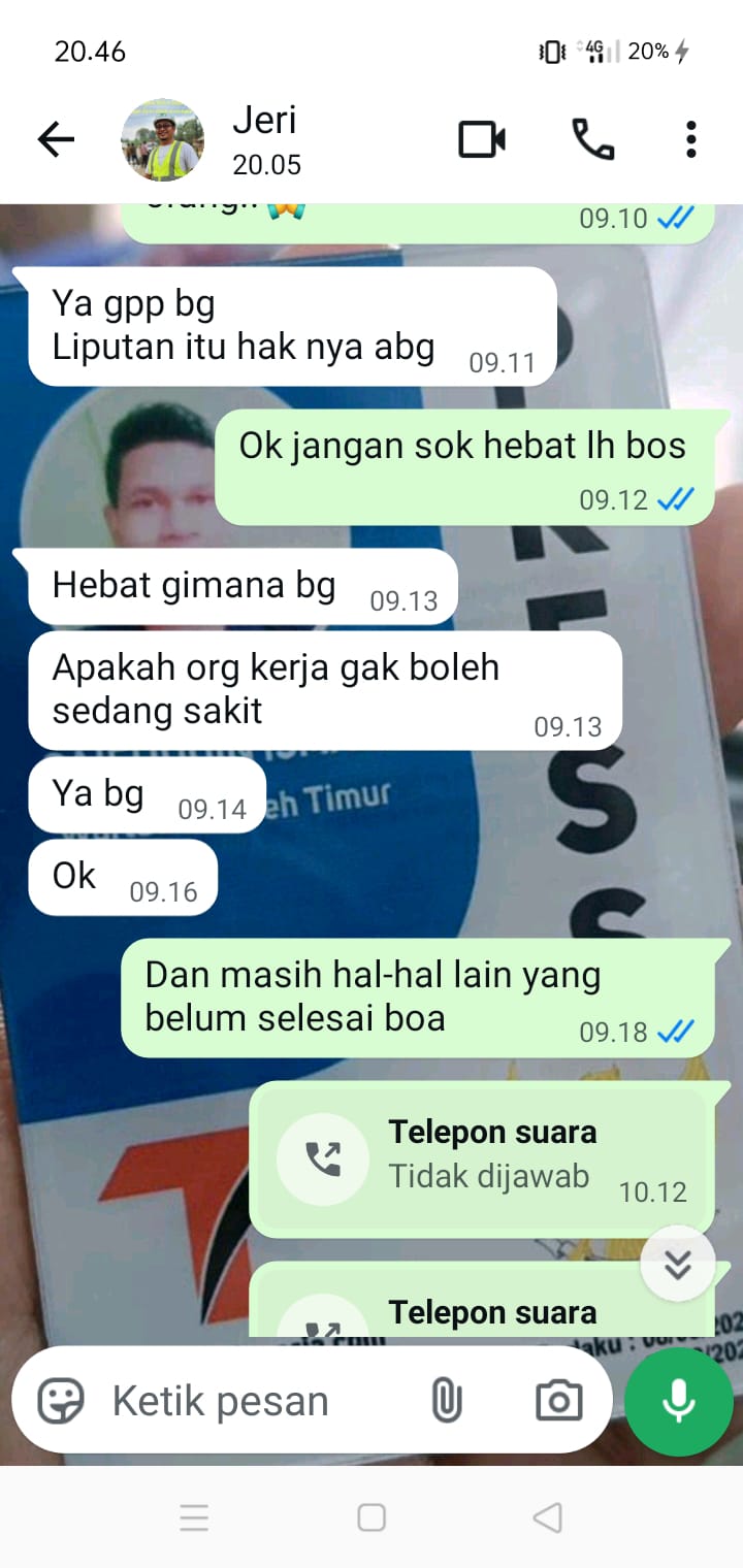 Seorang Oknum Ketua Pemuda Gampong Seuneubok Saboh, Mangkir Dari Tanggung Jawab Sebagai Vendor Rekanan Proyek Irigasi Jambo Aye Kanan Aceh Timur