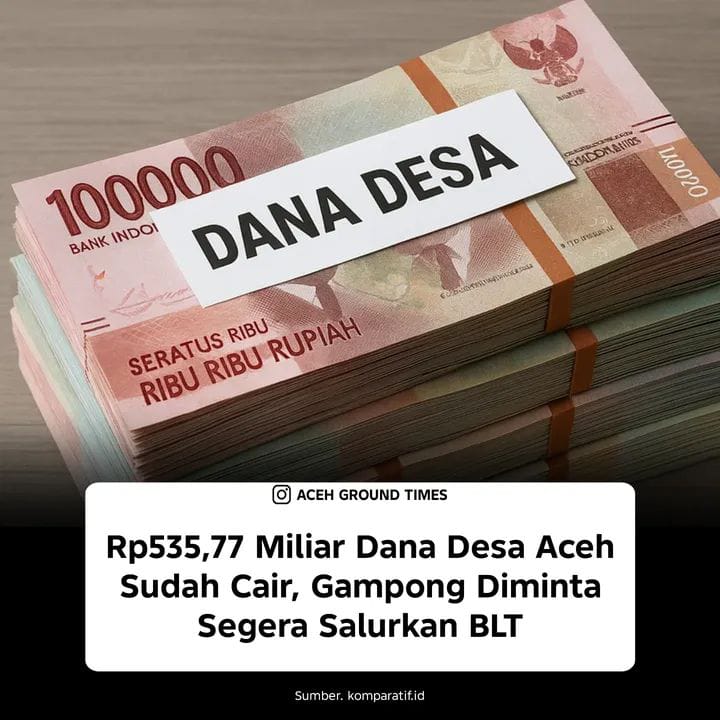 Pemerintah Aceh Salurkan Dana Desa Tahap Pertama 2026, Total Rp535,77 Miliar