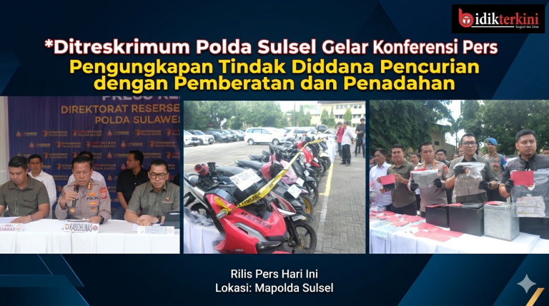 Ditreskrimum Polda Sulsel Gelar Konferensi Pers Pengungkapan Tindak Pidana Pencurian dengan Pemberatan dan Penadahan