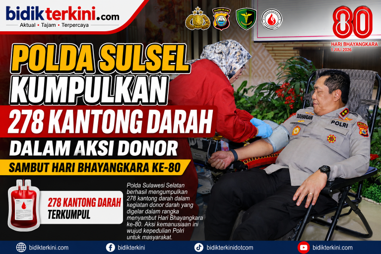 Polda Sulsel Kumpulkan 278 Kantong Darah dalam Aksi Donor Sambut Hari Bhayangkara ke-80
