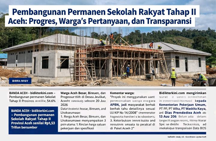 Proyek Sekolah Rakyat Aceh Rp1,53 Triliun: Warga Tuntut Keterbukaan Anggaran & Tenaga Kerja Lokal