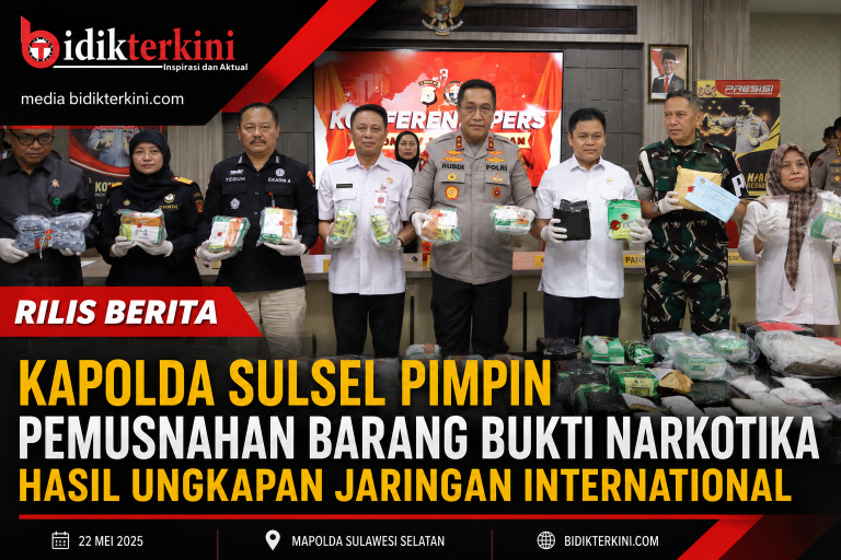 Kapolda Sulsel Pimpin Pemusnahan Barang Bukti Narkotika Hasil Ungkapan Jaringan International