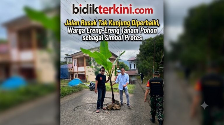 Warga Ereng-Ereng Bantaeng Tanam Pohon di Jalan Rusak, Kecewa Janji Pemkab