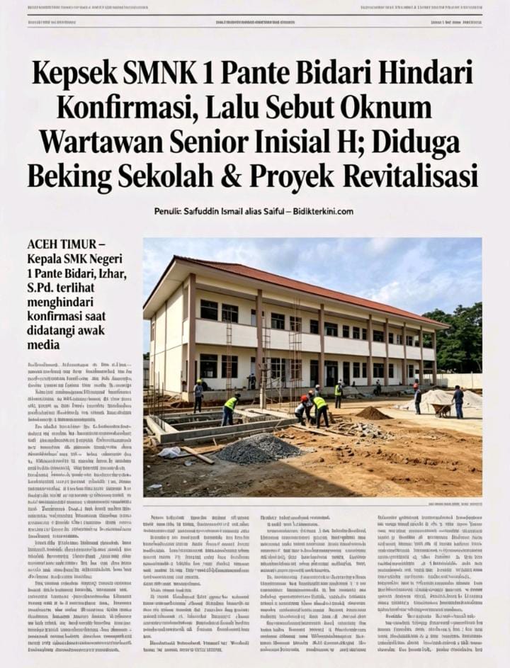 Kepsek SMKN 1 Pante Bidari Hindari Media, Sebut Nama Wartawan Saat Ditanya Revitalisasi APBN