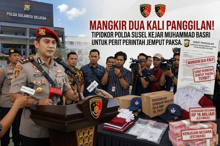 Mangkir Dua Kali Panggilan! Tipidkor Polda Sulsel Kejar Saksi Kasus Dugaan Korupsi Seragam Gratis Gowa 2025