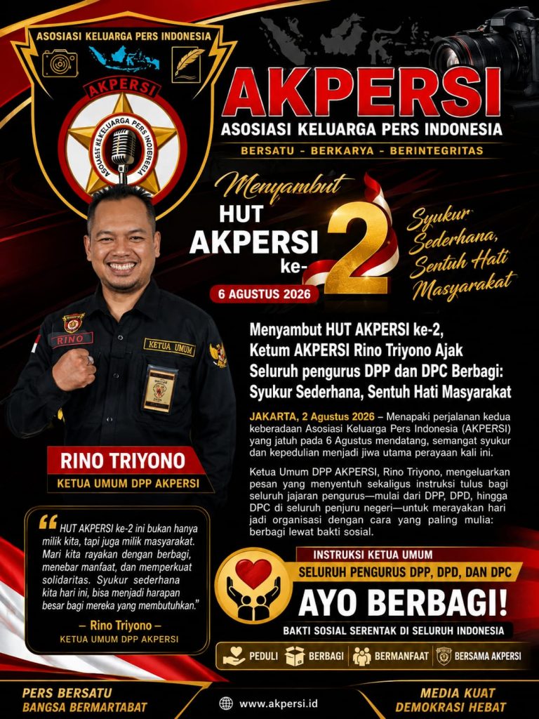 Menyambut HUT AKPERSI ke-2, Ketum AKPERSI Rino Triyono Ajak Seluruh pengurus DPP dan DPC Berbagi: Syukur Sederhana, Sentuh Hati Masyarakat