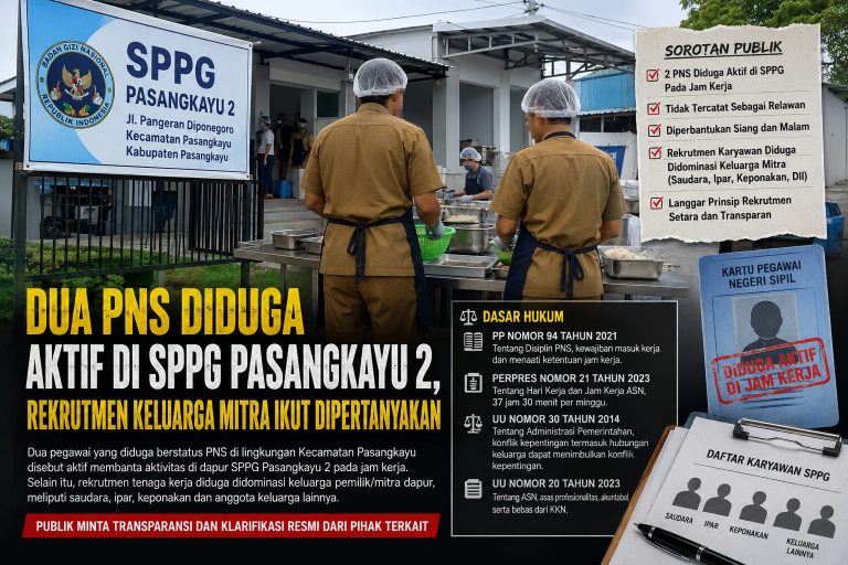Dua PNS Pasangkayu dan Isu Nepotisme di Dapur SPPG 2 Disorot, Publik Tuntut Transparansi